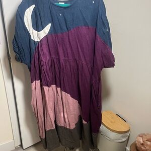 Colorful Women's Dress with Moon Design
